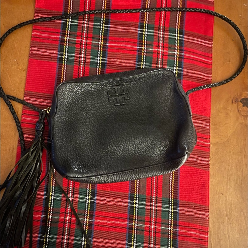 Tory Burch Black Leather Crossbody with Tassel